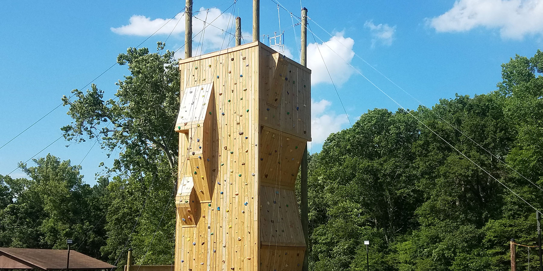 Outdoor climbing wall and tower designed and built by ABEE Inc.